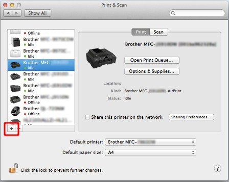 brother printer says offline in MAC computer